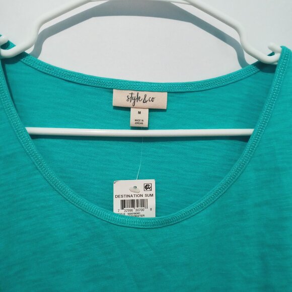 Style & Co Women's Handkerchief-Hem Tank Top Freshwater Size Medium - Picture 3 of 7